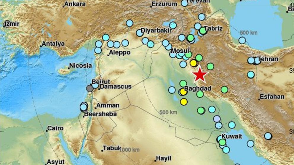 صورة زلزال قوي يضرب العراق و الدول المجاورة