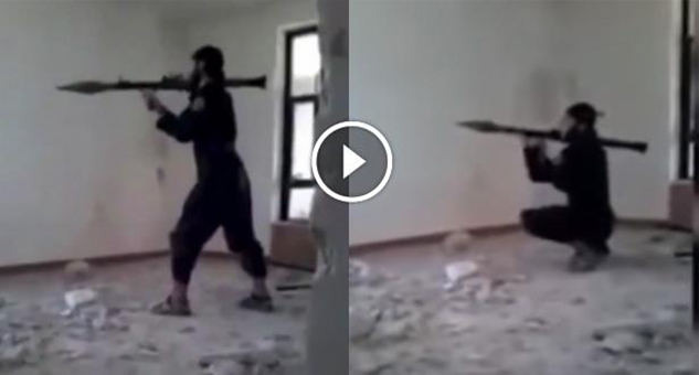 صورة بالفيديو.. داعشي يفجر نفسه بصاروخ “أر بي جي” خلال تدريب عسكري